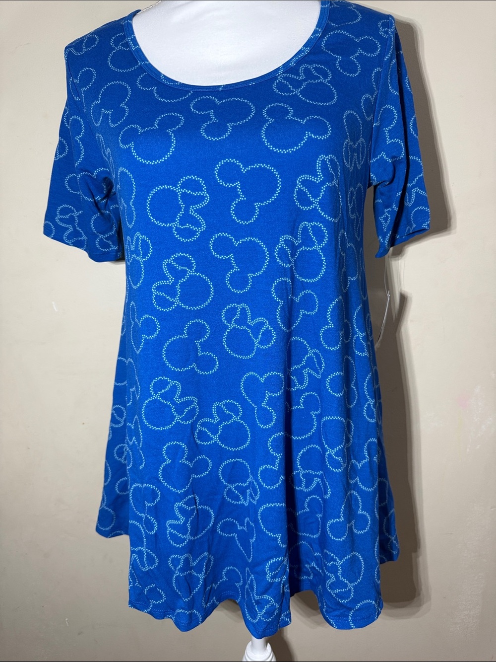 LuLaRoe Royal Blue Short-Sleeve Printed Tunic Disney Collection